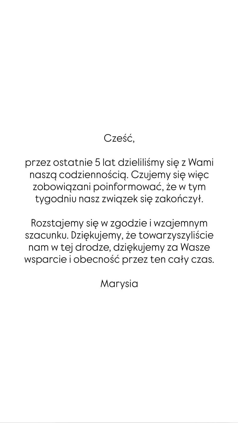 Maria Jeleniewska opublikowała oświadczenie o rozstaniu