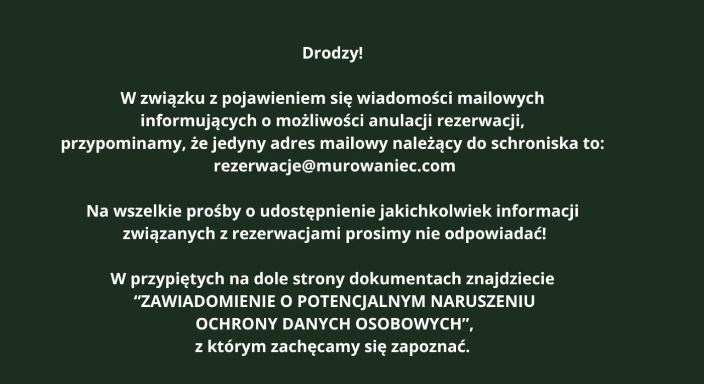 Komunikat schroniska