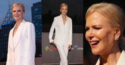 "Woskowa" Nicole Kidman promuje nowy film w białym garniturze Ermanno Scervino