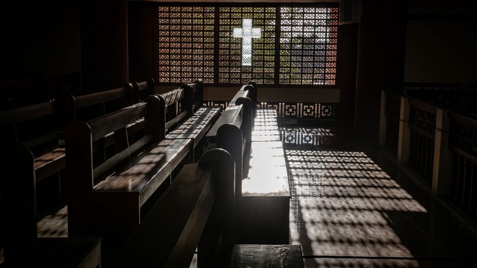 YOGYAKARTA, INDONESIA - APRIL 10: Empty seats are seen during Good Friday service through live internet streaming, following the government measure to suspend church services to curb the spread of the coronavirus at the Paroki Kristus Raja Baciro Catholic church on April 10, 2020 in Yogyakarta, Indonesia. Indonesian officials have so far confirmed over 3,000 cases of COVID-19 in the country with at least 306 recorded fatalities. The coronavirus (COVID-19) pandemic has spread to at least over 200 countries and territories across the world, claiming over 90,000 lives and infecting over a million more. (Photo by Ulet Ifansasti/Getty Images)