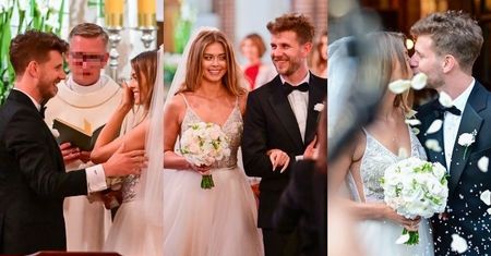 Uradowani Joanna Opozda i Antek Królikowski ślubują wierność w warszawskim kościele (ZDJĘCIA)
