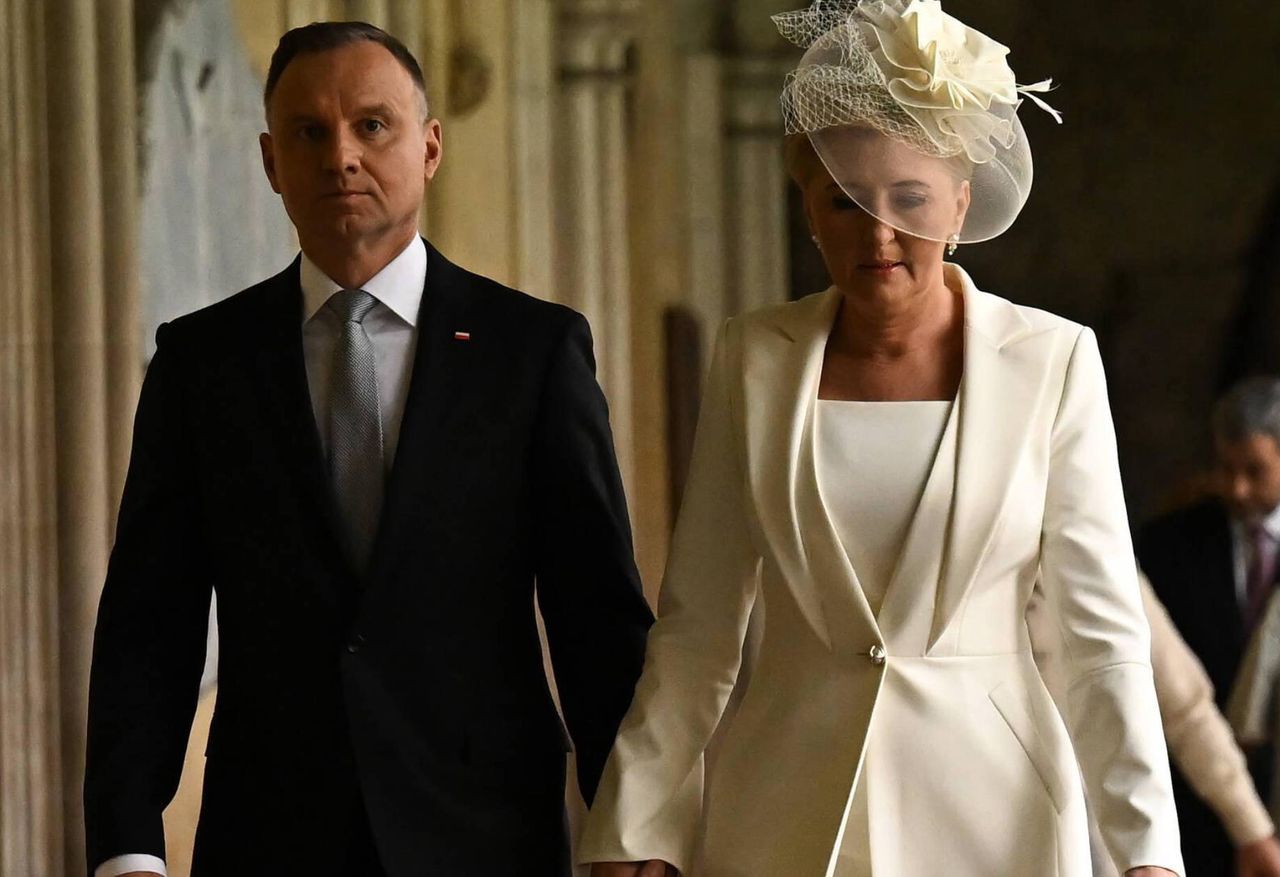 Andrzej Duda i Agata Kornhauser-Duda na koronacji Karola III