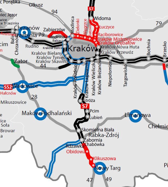 Otwierany odcinek zaznaczony jest na czerwono