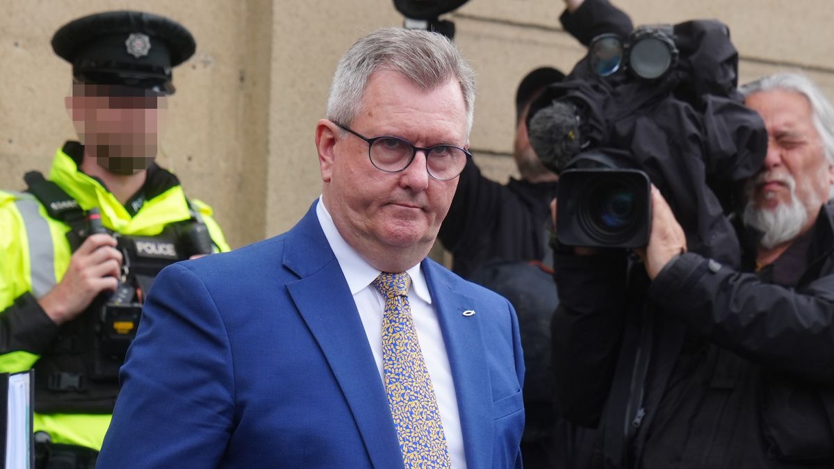 PSNI OFFICERS FACE PIXELATED BY PA PICTURE DESK Sir Jeffrey Donaldson leaving Newry Crown Court, where the jury has retired to consider its verdict in his trial alongside his wife Lady Eleanor Donaldson on charges of historical sexual offences. Picture date: Friday June 19, 2026. (Photo by Brian Lawless/PA Images via Getty Images)