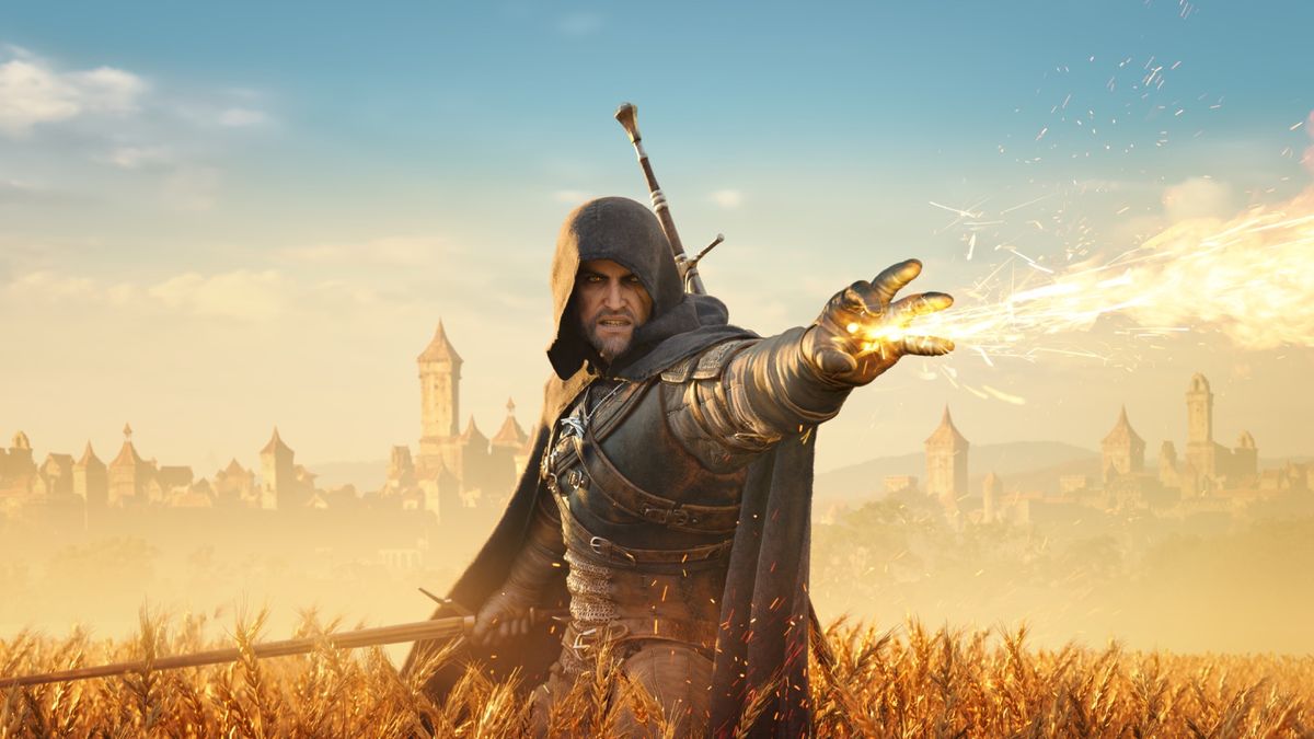 Geralt używa znaku Ignii (grafika artystyczna)