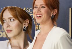 Elizabeth McLaughlin na gali rozdania nagród SAG. Musiała pilnować dekoltu. Sięgał aż do pasa