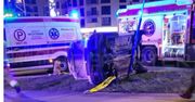 Dachowanie na Bemowie. Sprawca miał ponad 2,5 promila i próbował uciec z miejsca wypadku