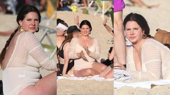 Lana del Rey z nietęgą miną korzysta z uroków życia, relaksując się z przyjaciółmi na plaży w Rio de Janeiro (ZDJĘCIA)