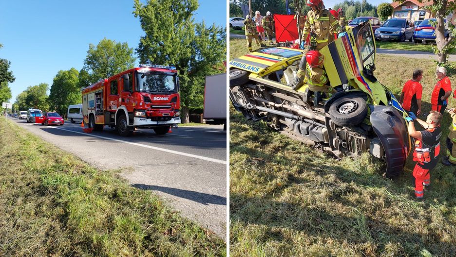 Strażacy z OSP Garwolin opublikowali zdjęcia z wypadku karetki na S17