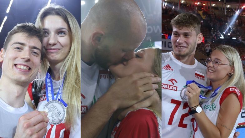 Żony i partnerki wspierają polskich siatkarzy po meczu z Włochami: Bartosz Kurek, Marcin Janusz, Mateusz Poręba