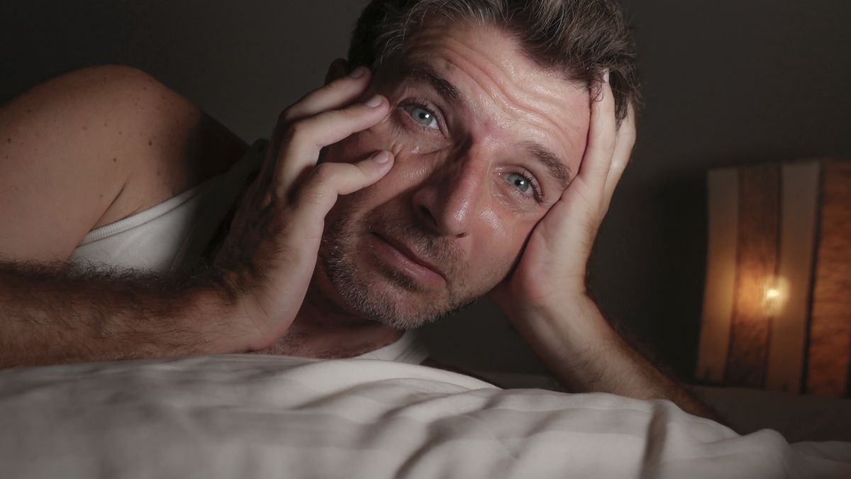 close up face portrait of sleepless and awake attractive man with eyes wide open at night lying on bed suffering insomnia sleeping disorder trying to sleep with dramatic facial expression
close up face portrait of sleepless and awake attractive man with eyes wide open at night lying on bed suffering insomnia sleeping disorder trying to sleep with dramatic facial expression
Marcos Calvo
man, suffering, awake, disorder, eyes, bed, unable, stressed, desperate, guy, handsome, attractive, 30s, 40s, 35.4, 40-45, middle aged, caucasian, dramatic, stress, lying, nightmare, young, depression, sleepless, disturbed, sick, privation, apnea, lifestyle, depressed, hopeless, unhappy, trying, vigil, fatigue, mature