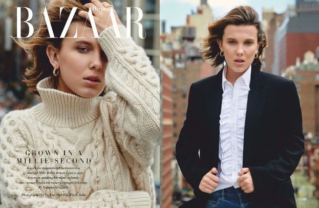 "Dorosła" Millie Bobby Brown rozchyla usta w sesji dla "Harper's Bazaar"