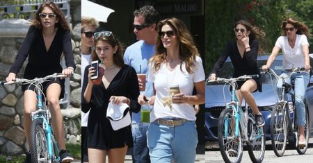 49-letnia Cindy Crawford z córką na rowerach! (ZDJĘCIA)