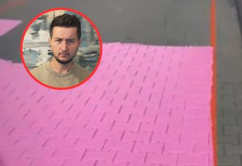 Wymalowali chodnik na różowo. Tak szykują się na przyjazd Skolima