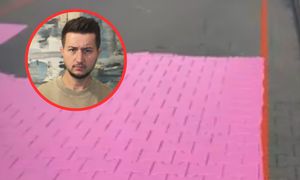 Wymalowali chodnik na różowo. Tak szykują się na przyjazd Skolima