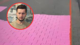 Wymalowali chodnik na różowo. Tak szykują się na przyjazd Skolima