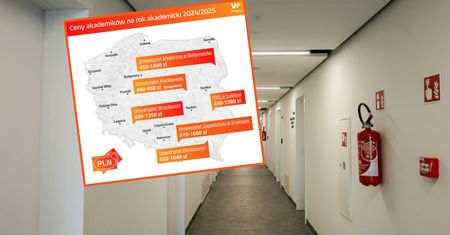 Mapa akademików z cennikiem. Tu jest najdrożej