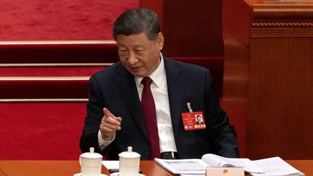 China's Leadership Holds Annual Two Sessions Political Meetings - NPC
BEIJING, CHINA - MARCH 5: Chinese President Xi Jinping gestures at the opening session of the National People's Congress, or NPC, at the Great Hall of the People on March 5, 2025 in Beijing, China. China's annual political gathering known as the Two Sessions will convene leaders and lawmakers to set the government's agenda for domestic economic and social development for the year. (Photo by Kevin Frayer/Getty Images)
Kevin Frayer