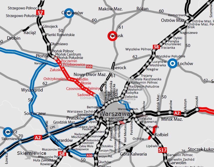 Droga S7 od Warszawy w kierunku Trójmiasta