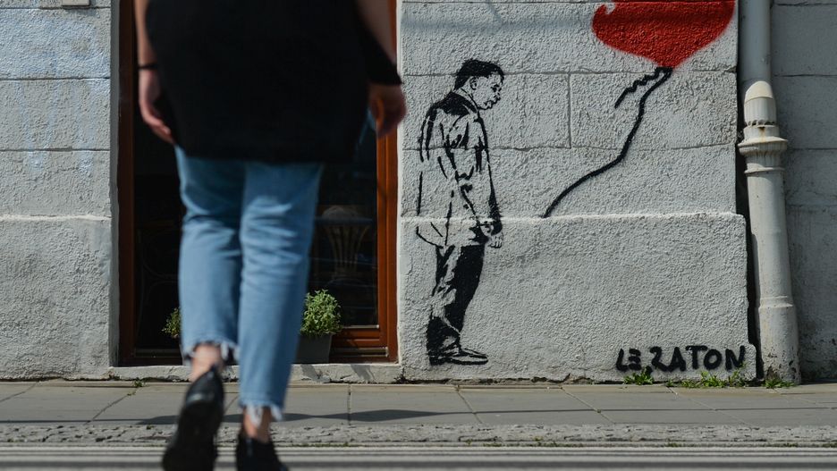 Mural z Kaczyńskim
