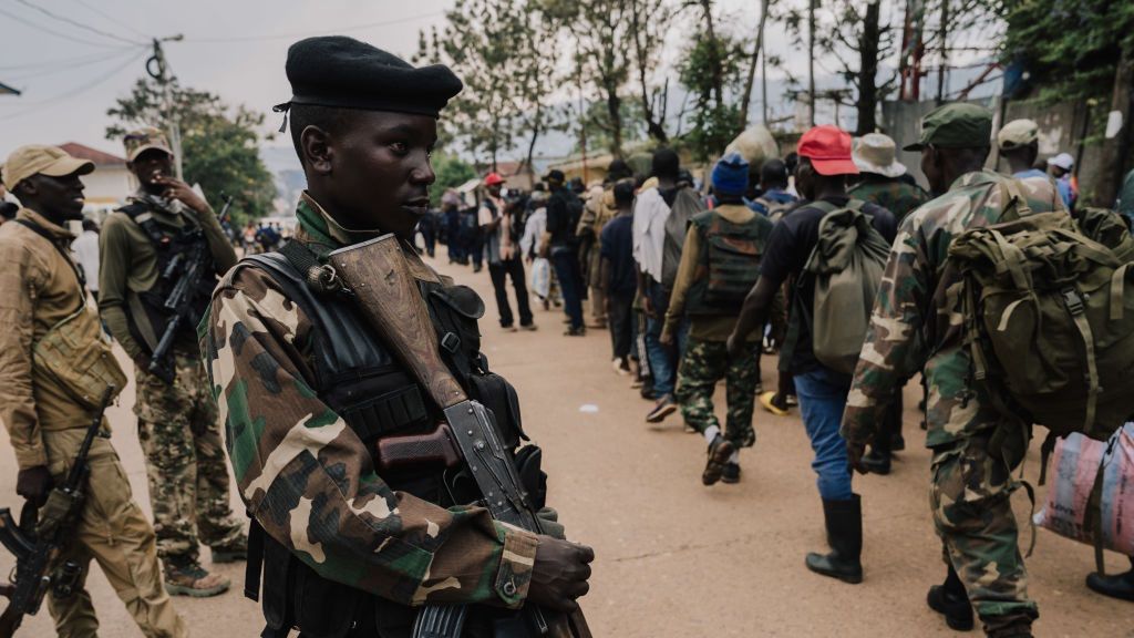 M23 Oversees Recruitment Of New Troops
BUKAVU, DEMOCRATIC REPUBLIC OF CONGO - FEBRUARY 22: M23 rebels guard a unit of surrendering Congolese military troops who will be recruited into the rebel group on February 22, 2025 in Bukavu, Democratic Republic of Congo. The Rwandan-backed rebel group M23 swept into Bukavu over the weekend, taking control of the city with a population of approximately one million people in Democratic Republic of the Congo's (DRC) South Kivu Province. Hundreds of thousands of people in the eastern part of the DRC have been displaced as the rebel group has made swift advances against Congolese pro-government forces in recent weeks. (Photo by Hugh Kinsella Cunningham/Getty Images)
Hugh Kinsella Cunningham