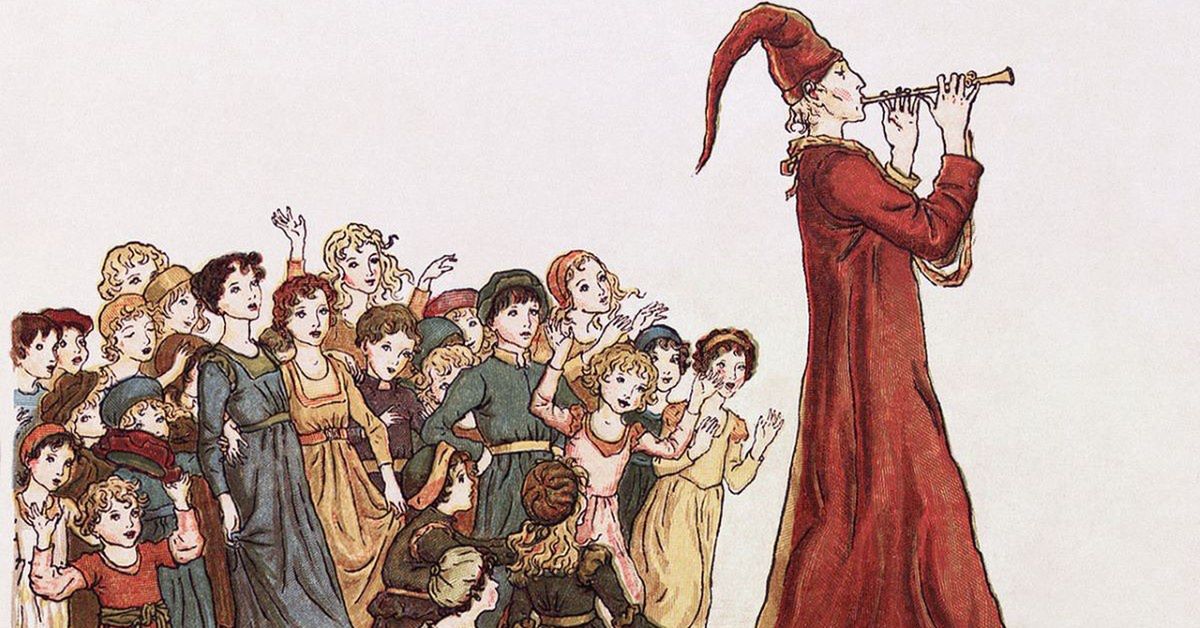 Kate Greenaway, Grajek wyprowadza dzieci z miasta