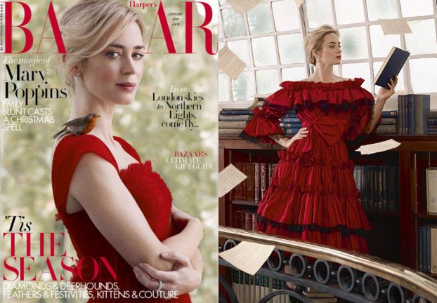 Olśniewająca Emily Blunt pozuje z ptaszkiem w bajkowej sesji dla "Harper's Bazaar"