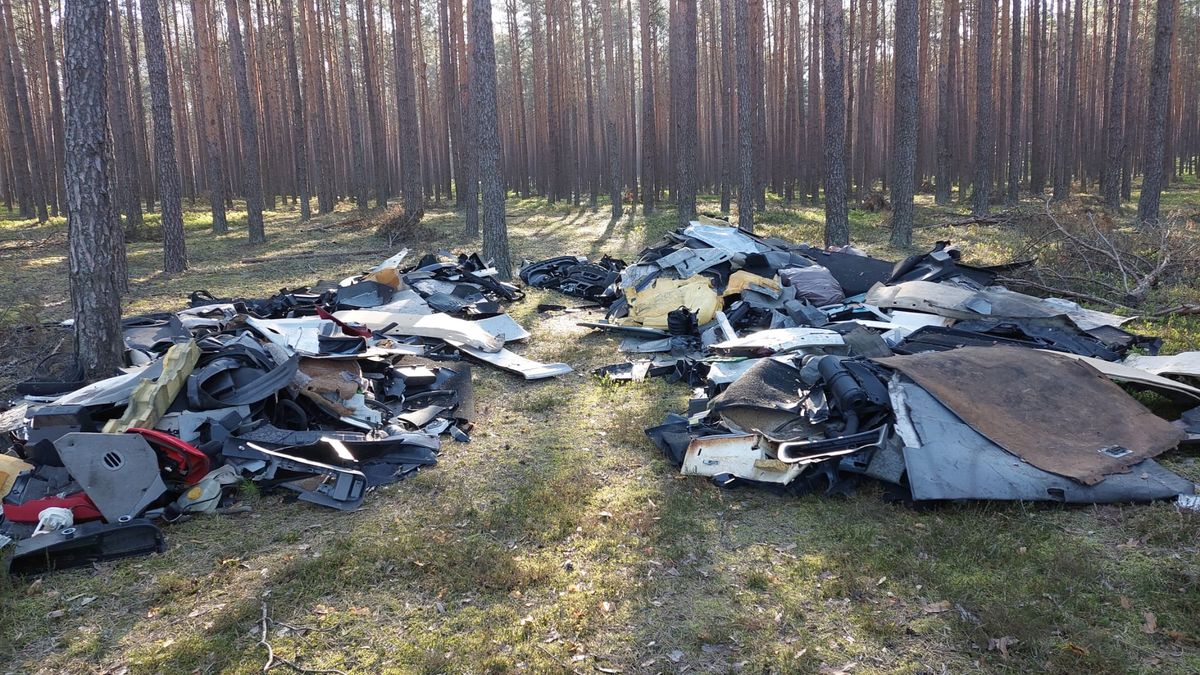 Góra złomu wyrzucona pod Drezdenkiem