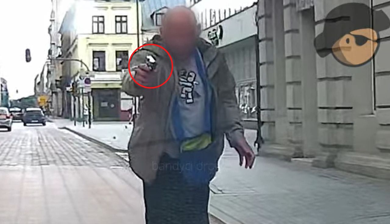 Celował do kierowcy. Sceny w Łodzi. Jest nagranie
