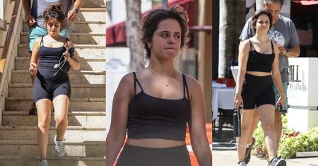 Wysportowana Camila Cabello z odkrytym brzuchem zasuwa pompować na siłowni w towarzystwie taty (ZDJĘCIA)
