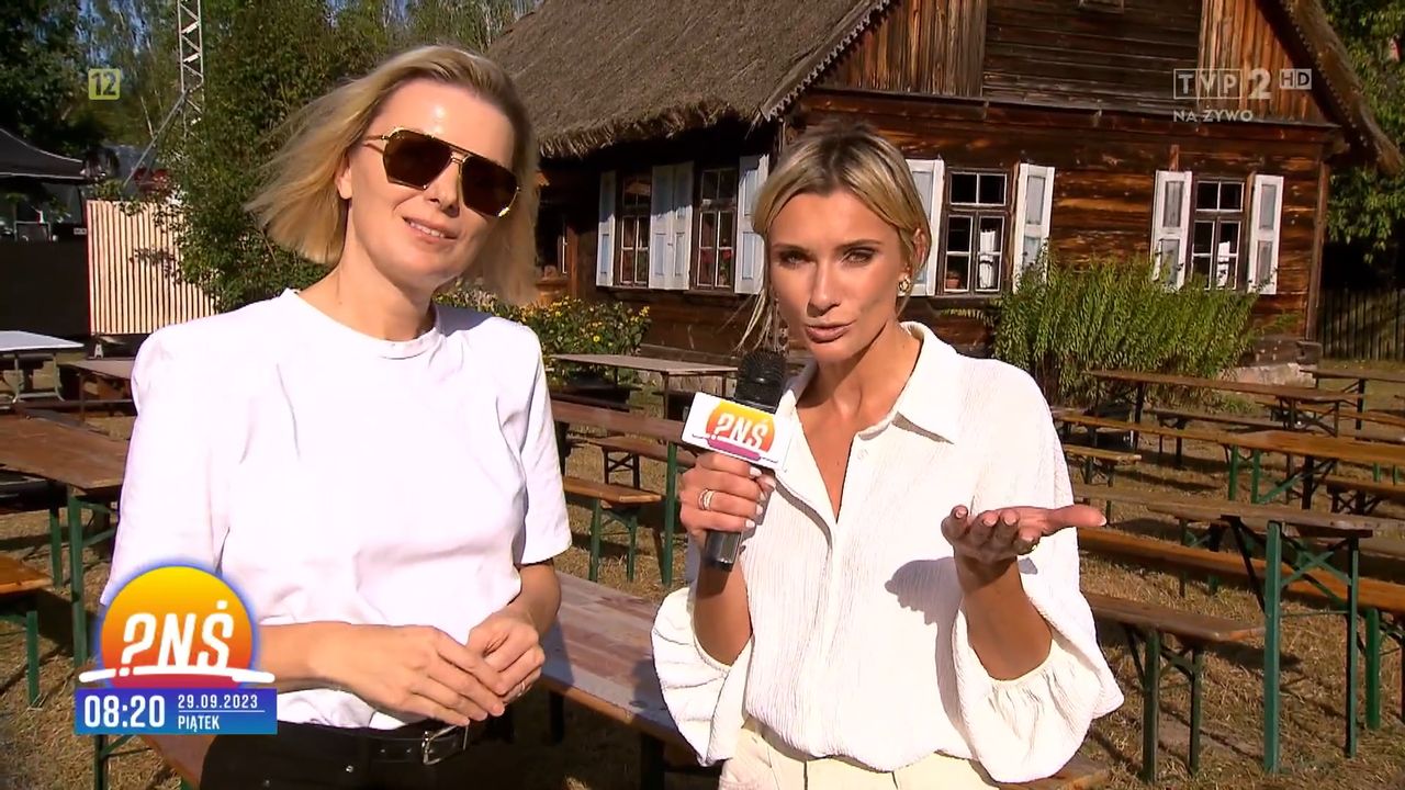Halina Mlynkova i Ania Lewandowska na planie "Biesiady imieninowej"