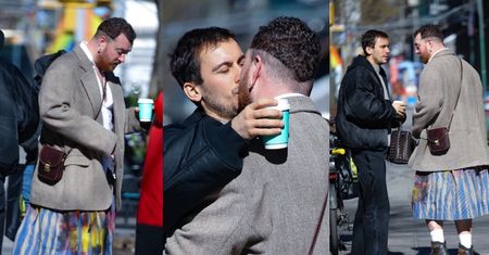 Sam Smith w nietuzinkowej spódnicy całuje się z chłopakiem na nowojorskiej ulicy (ZDJĘCIA)