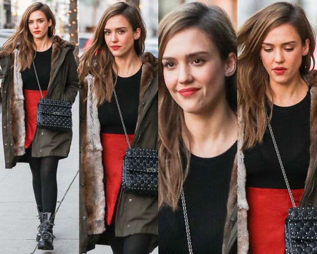 #TRENDY: Jessica Alba w oliwkowej parce