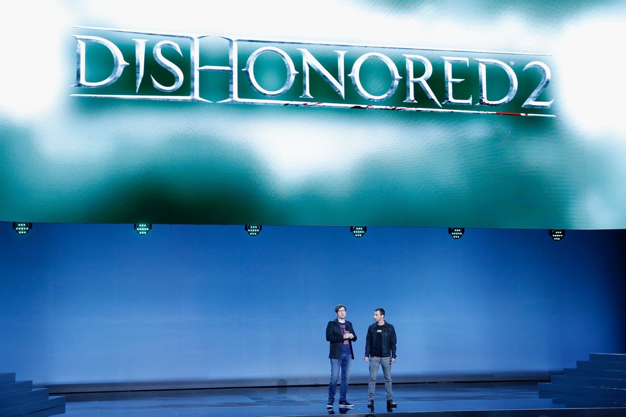 Konferencja prasowa na temat gry Dishonored 2 podczas Bethesda E3 w 2015 r.