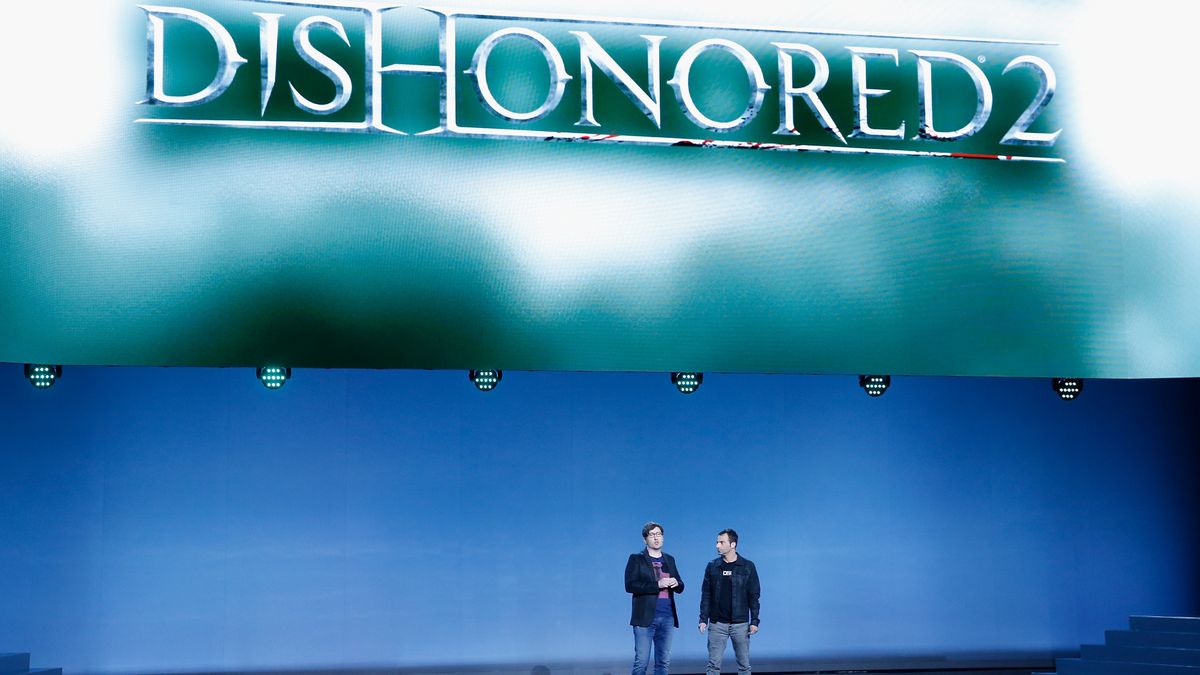 Konferencja prasowa na temat gry Dishonored 2 podczas Bethesda E3 w 2015 r.