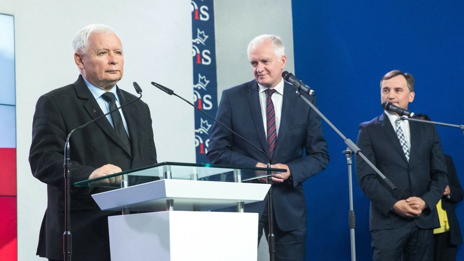 Na zdjęciu od lewej: Jarosław Kaczyński, Jarosław Gowin oraz Zbigniew Ziobro