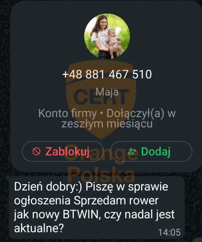 Fałszywa wiadomość na WhatsAppie