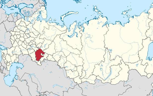 Republika Baszkirii na mapie Rosji (Fot. Wikimedia Commons)