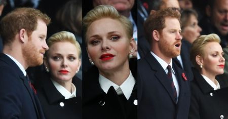 Książę Harry na meczu rugby z księżniczką Charlene. "Miał pojawić się razem z Meghan"