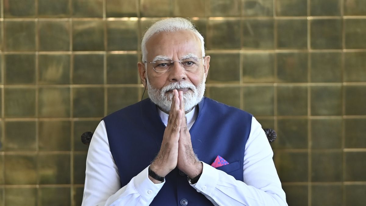 The President of Brazil, Lula da Silva, receives the official visit of the Prime Minister of the Republic of India, Narendra Modi, at the Alvorada Palace in Brasilia, Brazil, on July 8, 2025. (Photo by Ton Molina/NurPhoto via Getty Images)