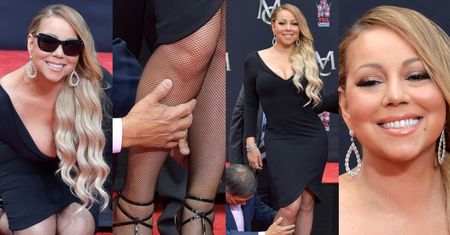 Radosna Mariah Carey z gracją odciska stopy w betonie (ZDJĘCIA)