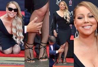 Radosna Mariah Carey z gracją odciska stopy w betonie (ZDJĘCIA)