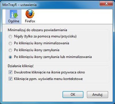 Zminimalizuj Firefoksa do traya