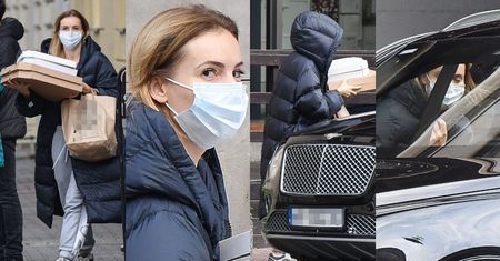 Izabela Janachowska w butach za 4 tysiące targa kartony z pizzą i czmycha do bentleya (ZDJĘCIA)