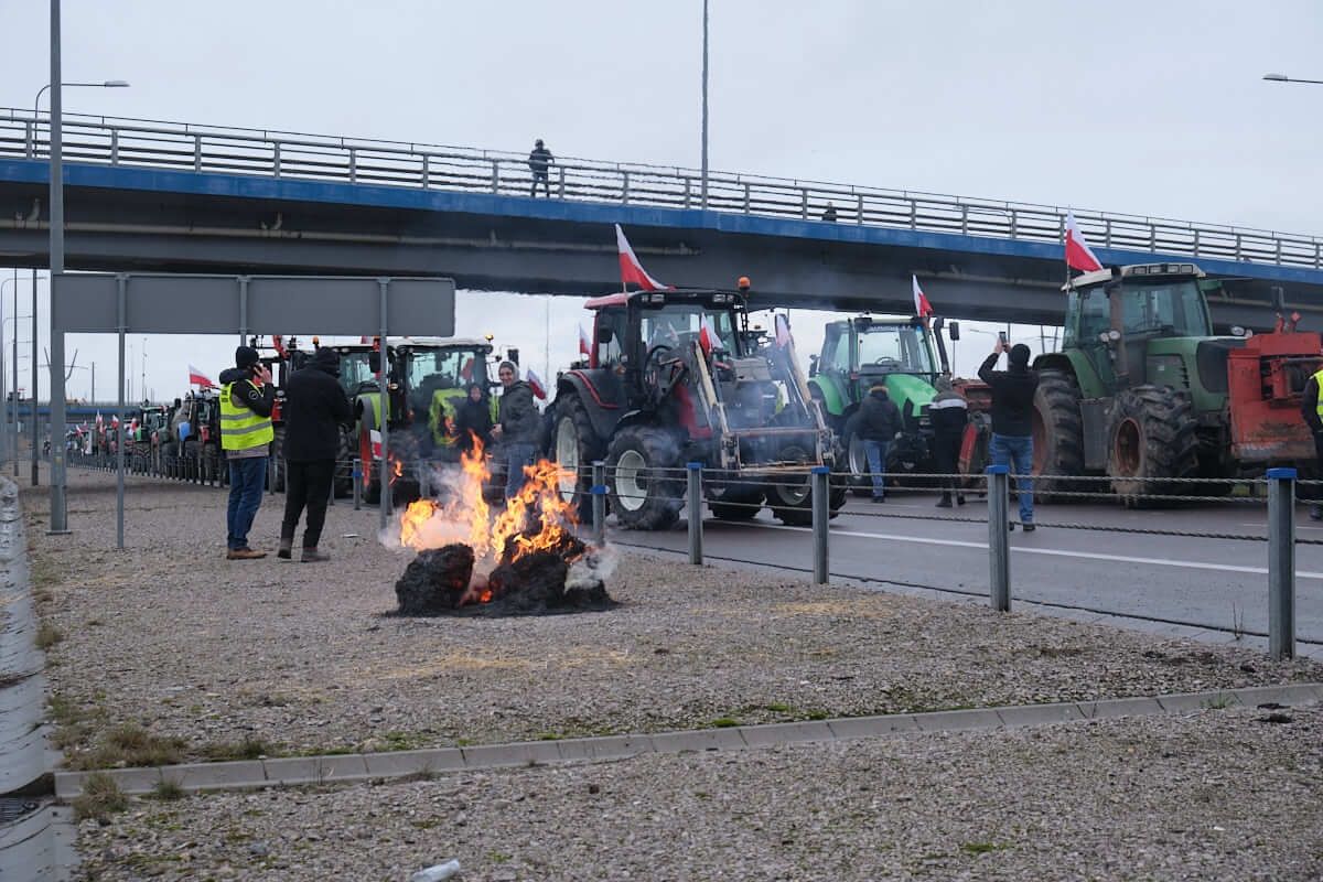 Protest rolników na obwodnicy Lublina - węzeł Lublin Węglin