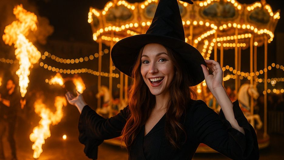 Ogniste widowisko i magia światła na Rynku w Pułtusku/ AI