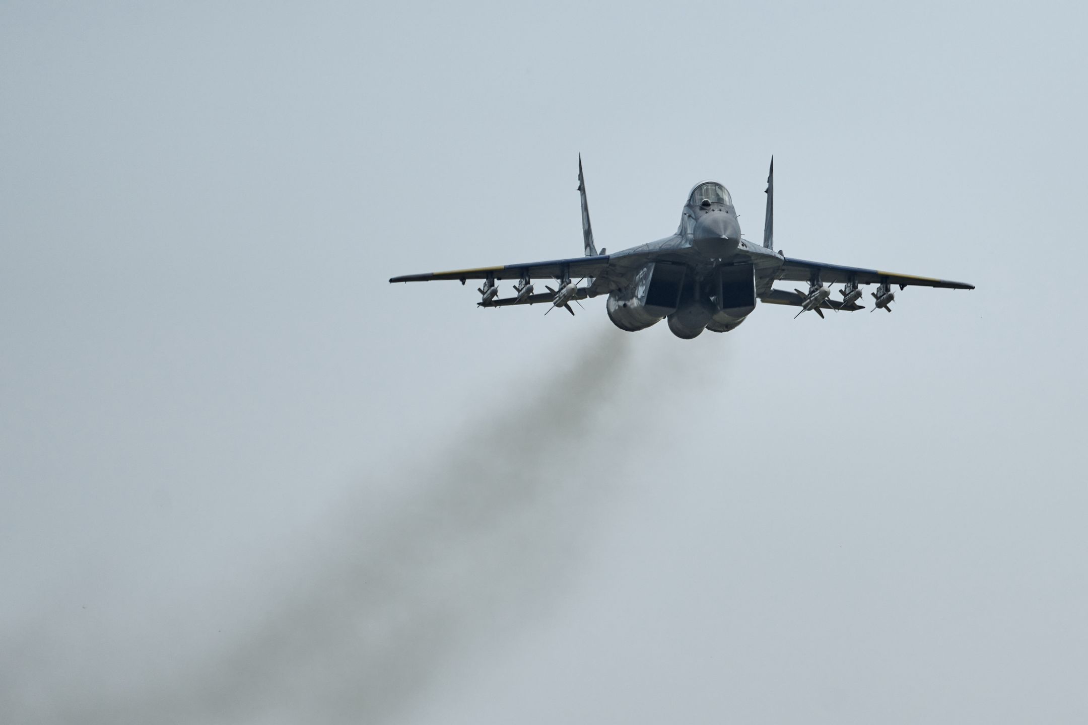 EASTERN UKRAINE - AUGUST 2: The Ukrainian MIG-29 is heading for a combat sortie on August 2, 2023 in eastern Ukraine. Earlier this year, several NATO members committed to providing warplanes to Ukraine, including Poland and Slovakia, who announced the transfer of MiG-29s. The planes had been used by Ukraine since before Russia's large-scale invasion in February 2022 and Ukrainian pilots were familiar with the Soviet-era aircraft. (Photo by Libkos/Getty Images)