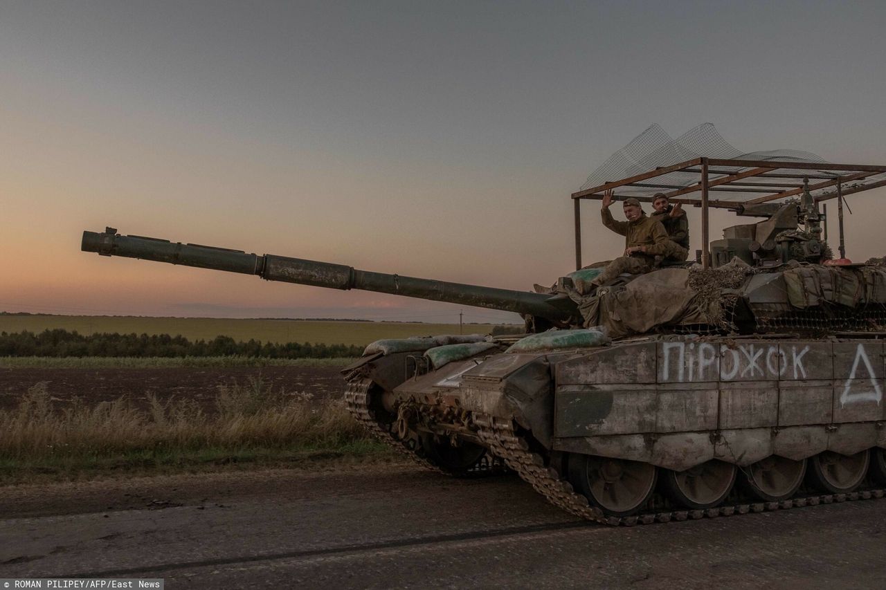 A Ukrainian tank in the Kursk Oblast