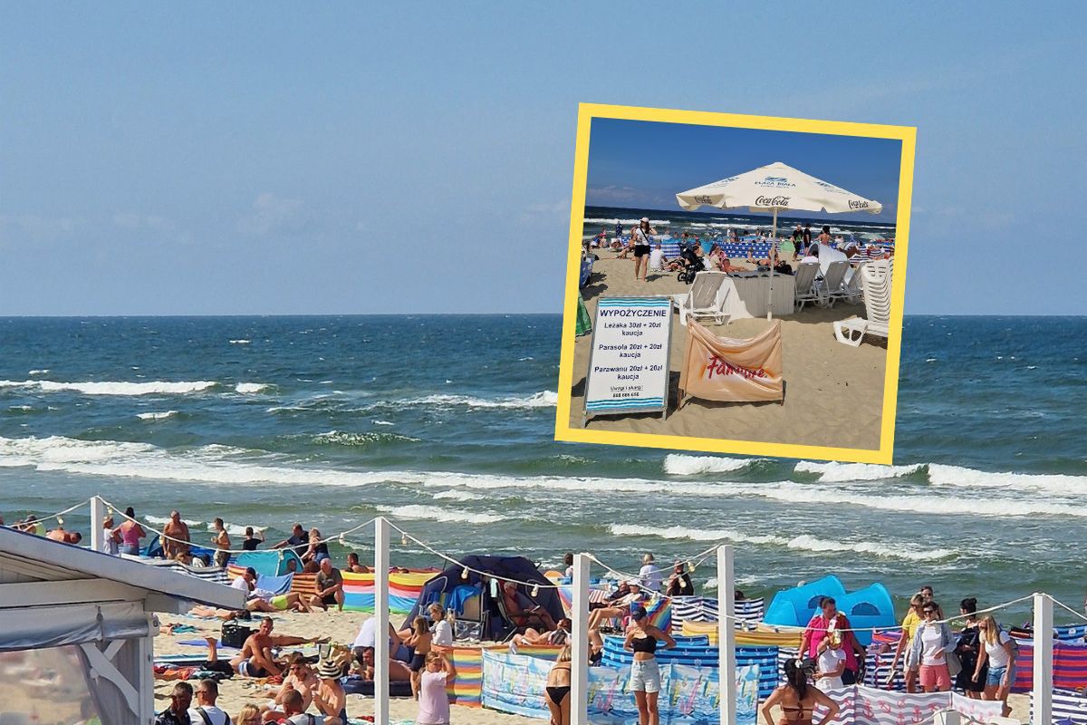 Tłumy nad Bałtykiem. Wypożyczalnia oferuje parawany i leżaki. Tak wygląda cennik
