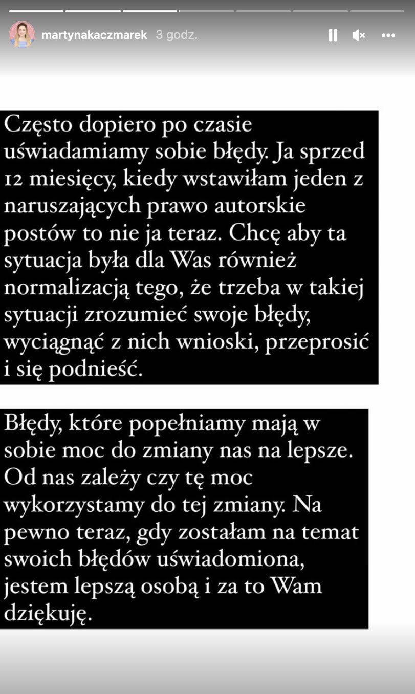 Martyna Kaczmarek kopiowała treści innych twórczyń